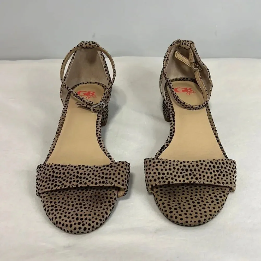 GB Gianni Bini Girls | Heeled Ankle Strap Sandal Open Toe Cheetah Print size 3